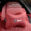 LLIT4 Car Seat Neck Pillow Leather Memory Cotton Headrest For BMW F30 F10 E90 F20 E46 E60 E70 E39 Car Interior Head Support Keychain