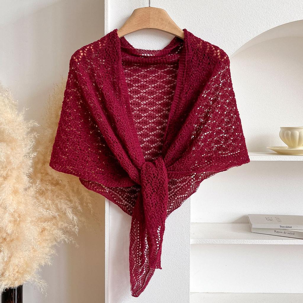 Chal de Punto Calado Coreano de Verano para Aire Acondicionado, Cuello Falso, Protector de Cuello, Capa Fina de Punto Nudada, Bufanda para Hombros para Mujer