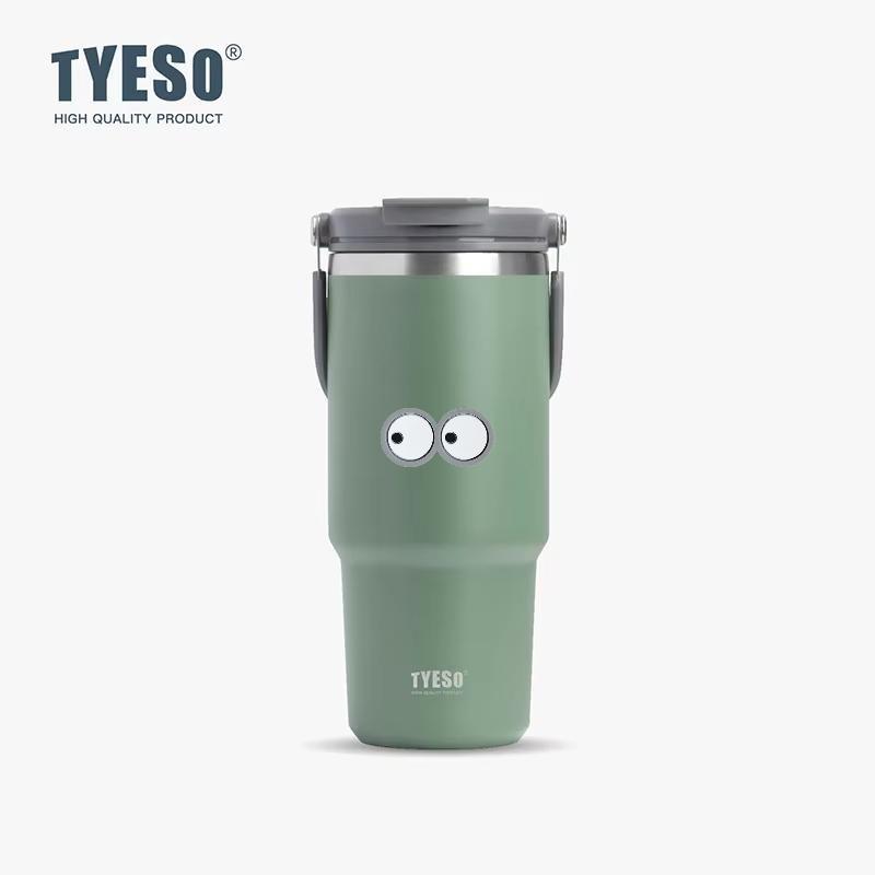 Tyeso 1050ML Big Capacity Travel Mug Vacuum Cup Stainless Steel Coffee Cup Cold Hot Double-layer Insulated Cup Tumbler with Eye Sticker