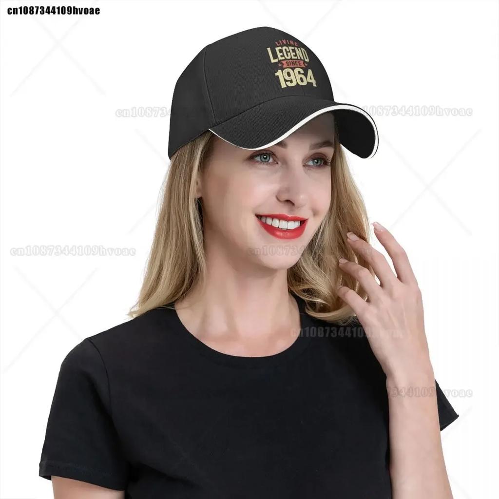 Baseballkappen 60 Jahre Lebende Legende 1964 60. Geburtstag Vielseitig Für Männer Frauen Trucker-Kappe Kopfbedeckung Verstellbar