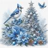 Christmas Bird Full 11CT DIY Stamped Cross Stitch Kits 15.75x15.75inch Printed Cross-Stitch Kits for Beginners Adults Home Decor