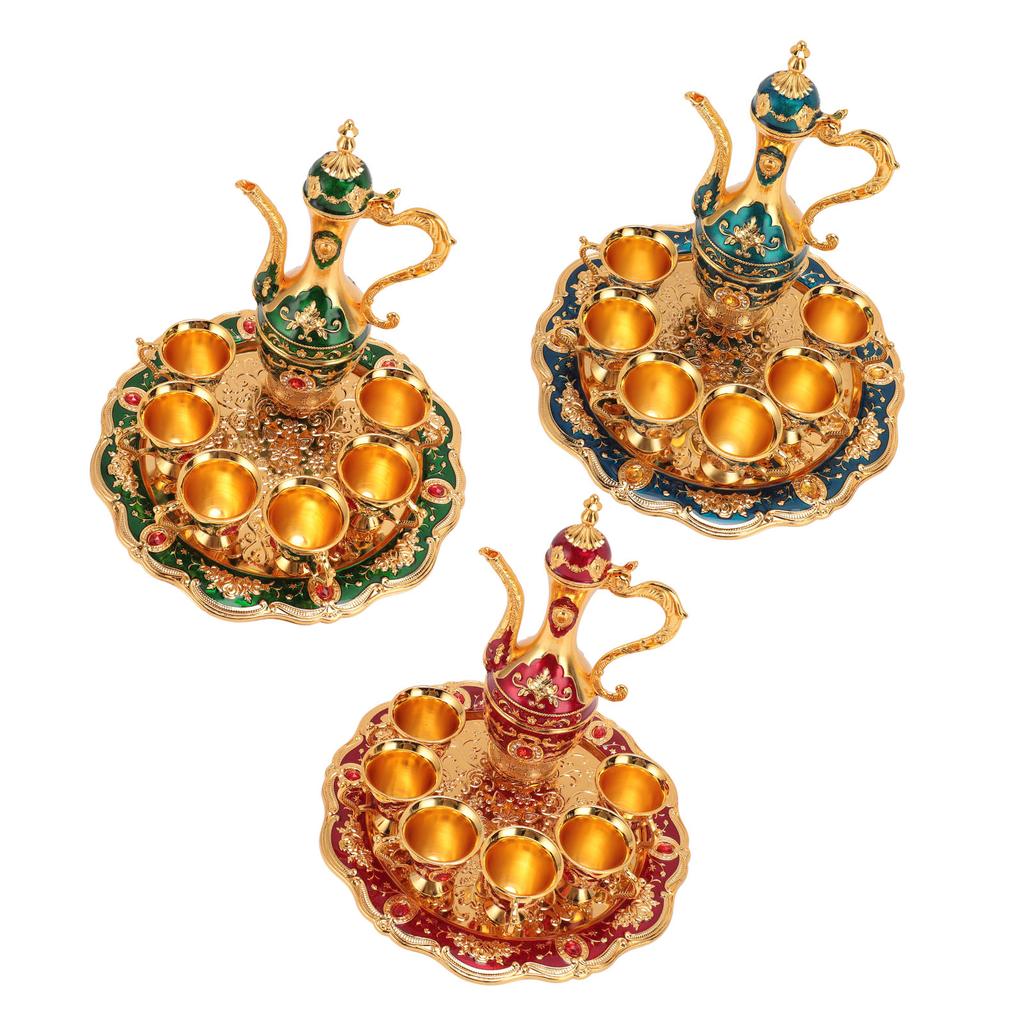 Vintage Coffee Pot Set European Wine Pot Kit With 6 Cups Teapot Tea Service Set for Wedding Birthday