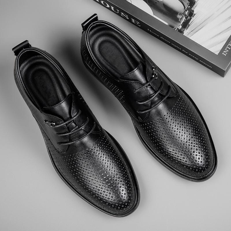 Scarpe Uomo Vera Pelle Traspiranti Formali Eleganti Piatte da Cerimonia Stile Britannico Oxfords Maschili Piatte Antiscivolo Ufficio Scarpe da Lavoro