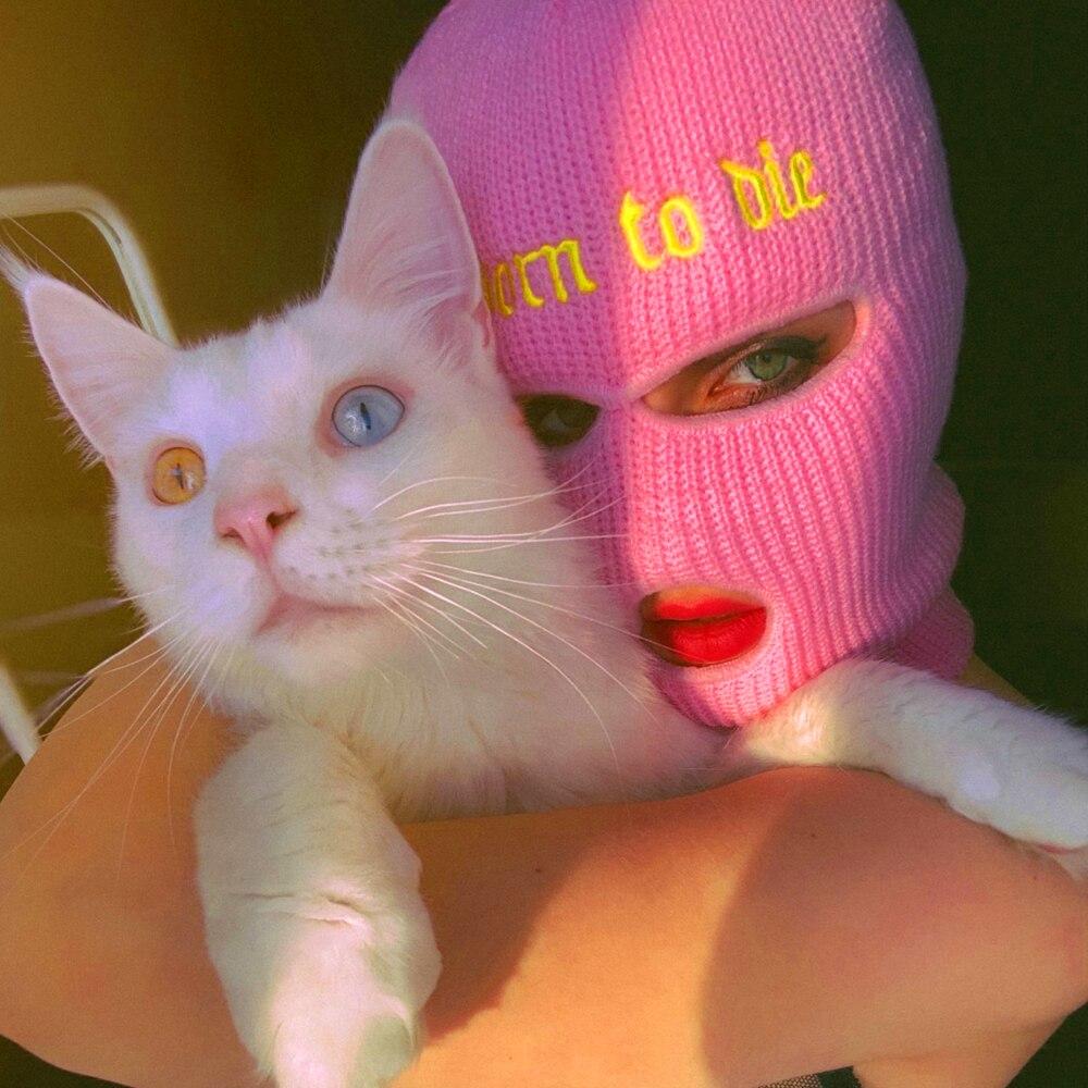 Mască de schi cu broderie limitată Born To Die Mască tactică pentru armată Mască cu 3 găuri Pălărie de iarnă Balaclava Măști pentru ciclism