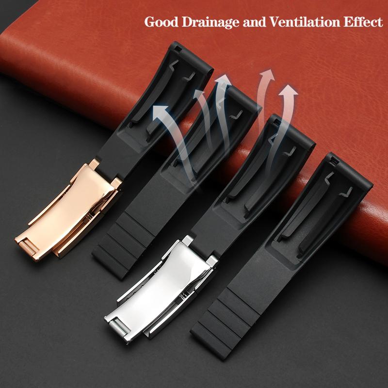 Correa de Reloj de Caucho Para Seiko Tudor Citizen Correa Con Hebilla de Acero Inoxidable Pulsera de Reloj Impermeable 20mm 21mm Negro Azul