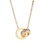 Titanium Steel Roman Numerals Double Ring Pendant Choker Necklace with Rhinestones for Women Fashion Jewelry