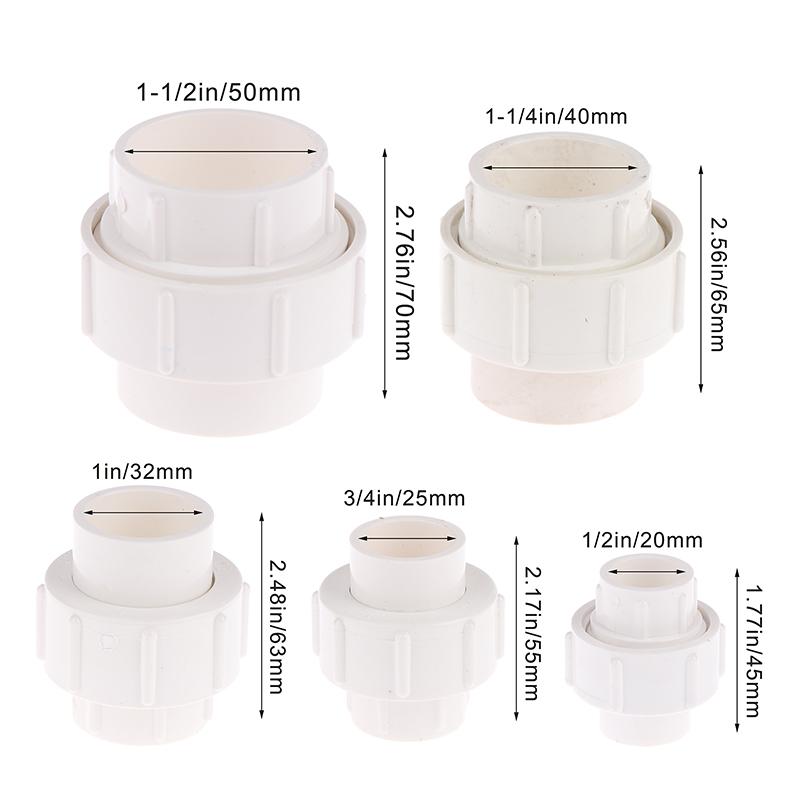 1Pc 1/2" 3/4" 1" &1 1/4"&1 1/2"Double Female Thread PVC Garden Watering Irrigation Fitting Connector Fish Tank Detachable Joint