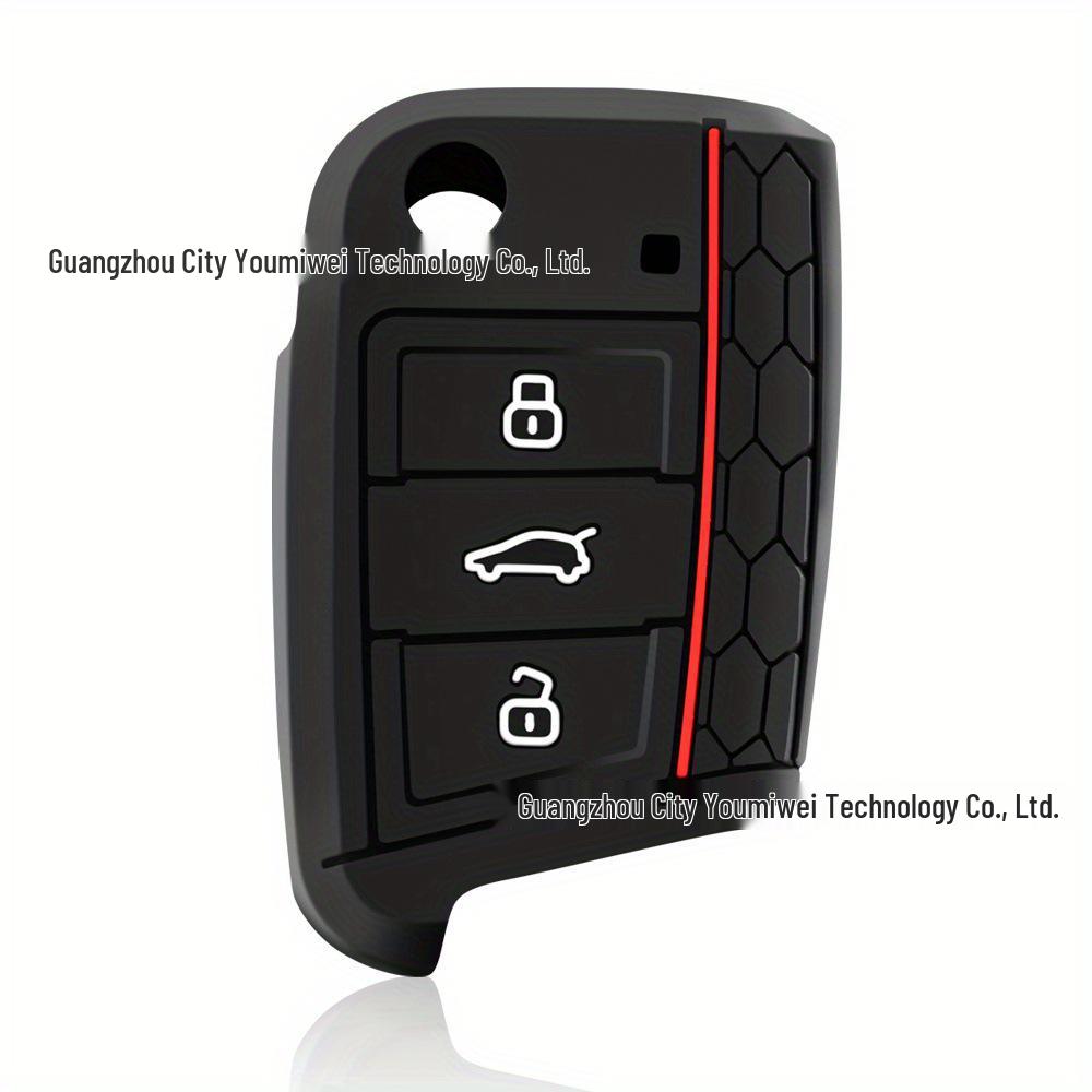 Volkswagen Golf 7 & Lamando Red Line Honeycomb Edge Silicone Remote Key Cover