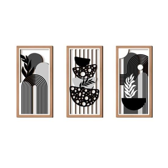 3 Pcs Boho Plant Wall Art Minimalist Botanical Bohemain Wall Sculpture Abstract Geometric Home Decor for Living Room Bedroom Office