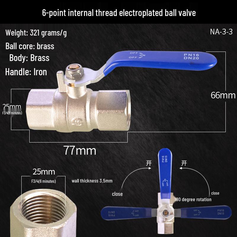Large Flow 2-Piece Brass Ball Valve with Male/Female Threads for Water Pipes, Available In 1", 1.2", 1.5", and 2" Sizes