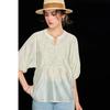 Women's Tencel Embroidered Hollow-Out Blouse