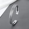 Silver Feather Cuff Bracelet for Men Women Vintage Adjustable Bracelet Bangle Fashion Jewelry