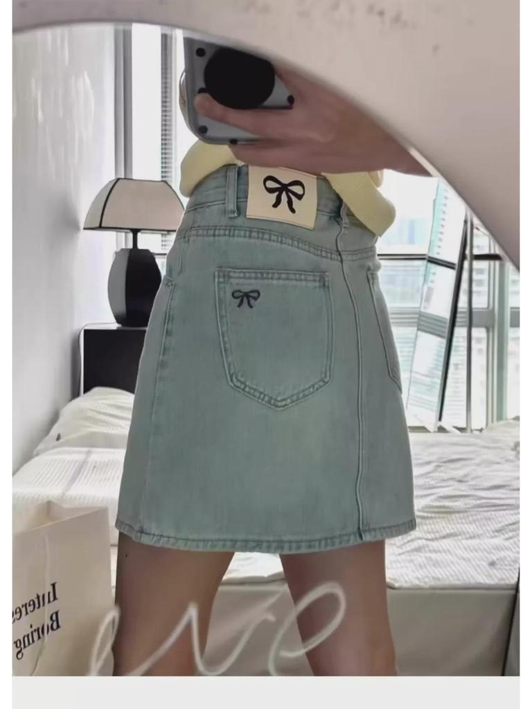 Damen Übergröße High Waist Retro Denim A-Linienrock für den Sommer