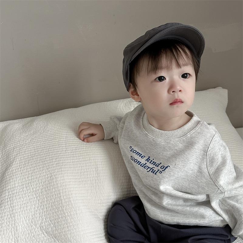 Kids' Korean Style Autumn Outfit: Long Sleeve Sweatshirt & Sweatpants Set