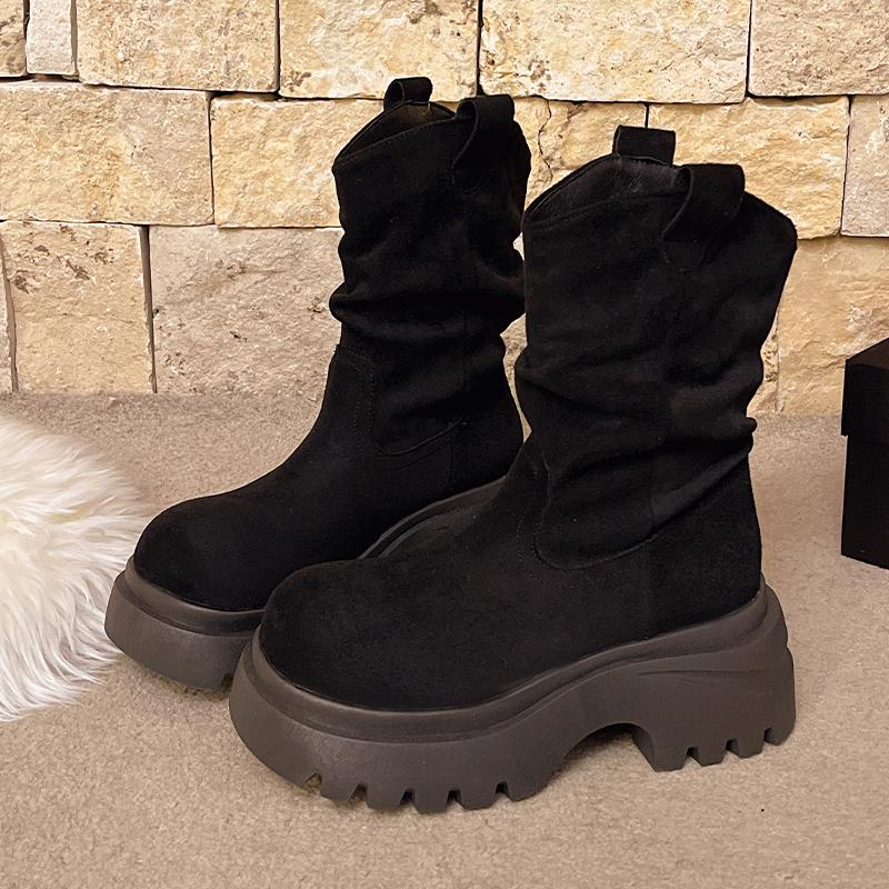 High Heels Stiefeletten Damen Designer Wildleder Schuhe Winter Neu Chelsea Boots Mode Plateau Casual Mujer Chelsea Stiefel