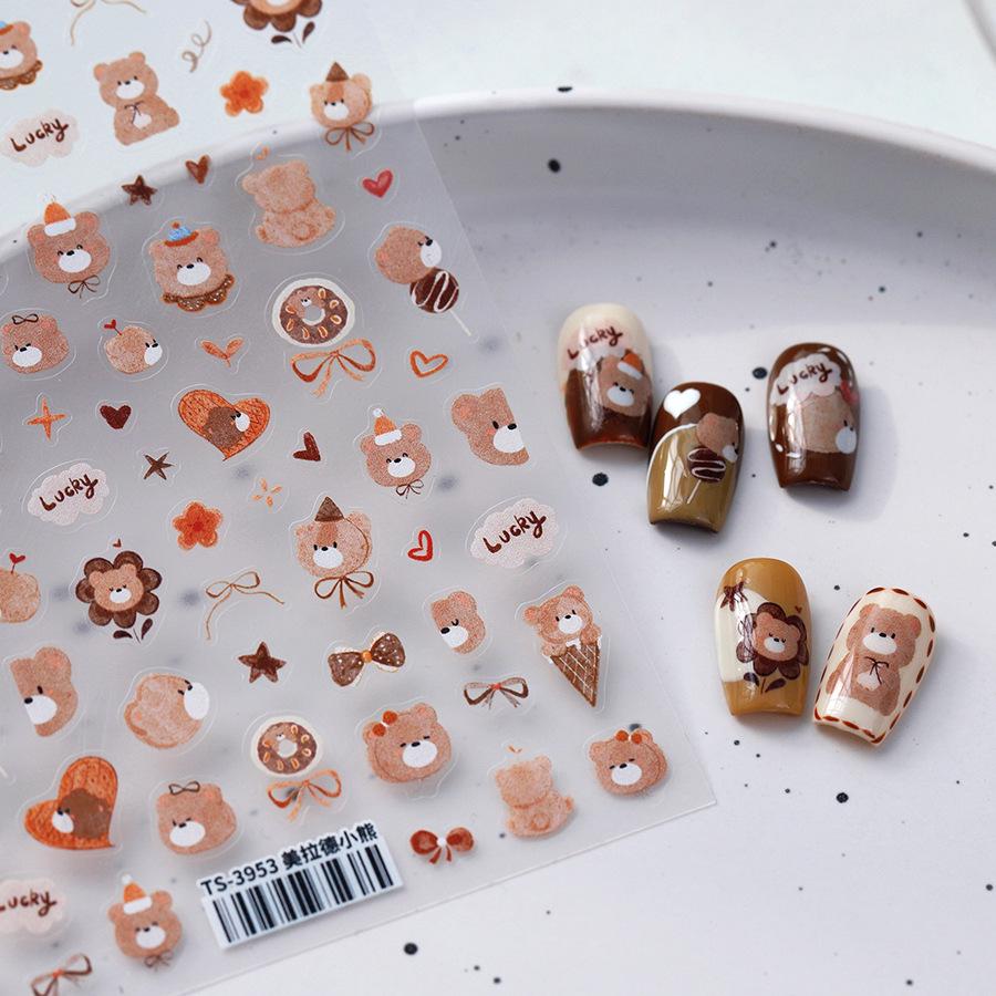

Ferroso Embossed Cartoon Nail Stickers - Birthday Teddy Bear Design (TS-3945)