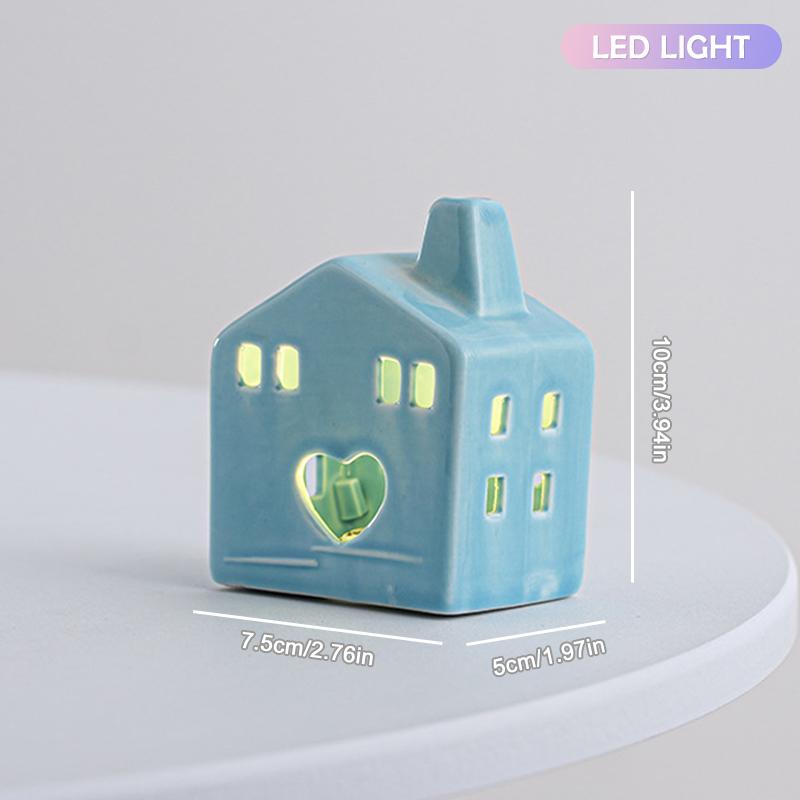 

Village House Light Up Decorations, White Ceramic House Decor With Lights, Light Up Winter Village Houses