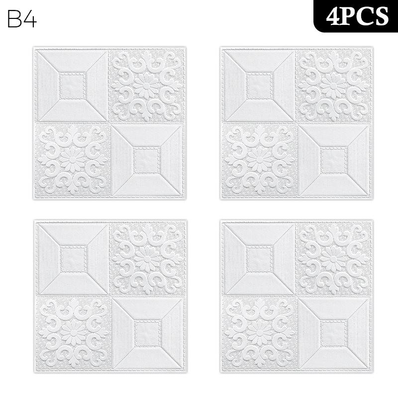 1/4Pcs 3D Foam Ceiling Self-Adhesive Anti-Collision Wall Stickers Waterproof Peel And Stick Background Wallpaper Bed Room Decor