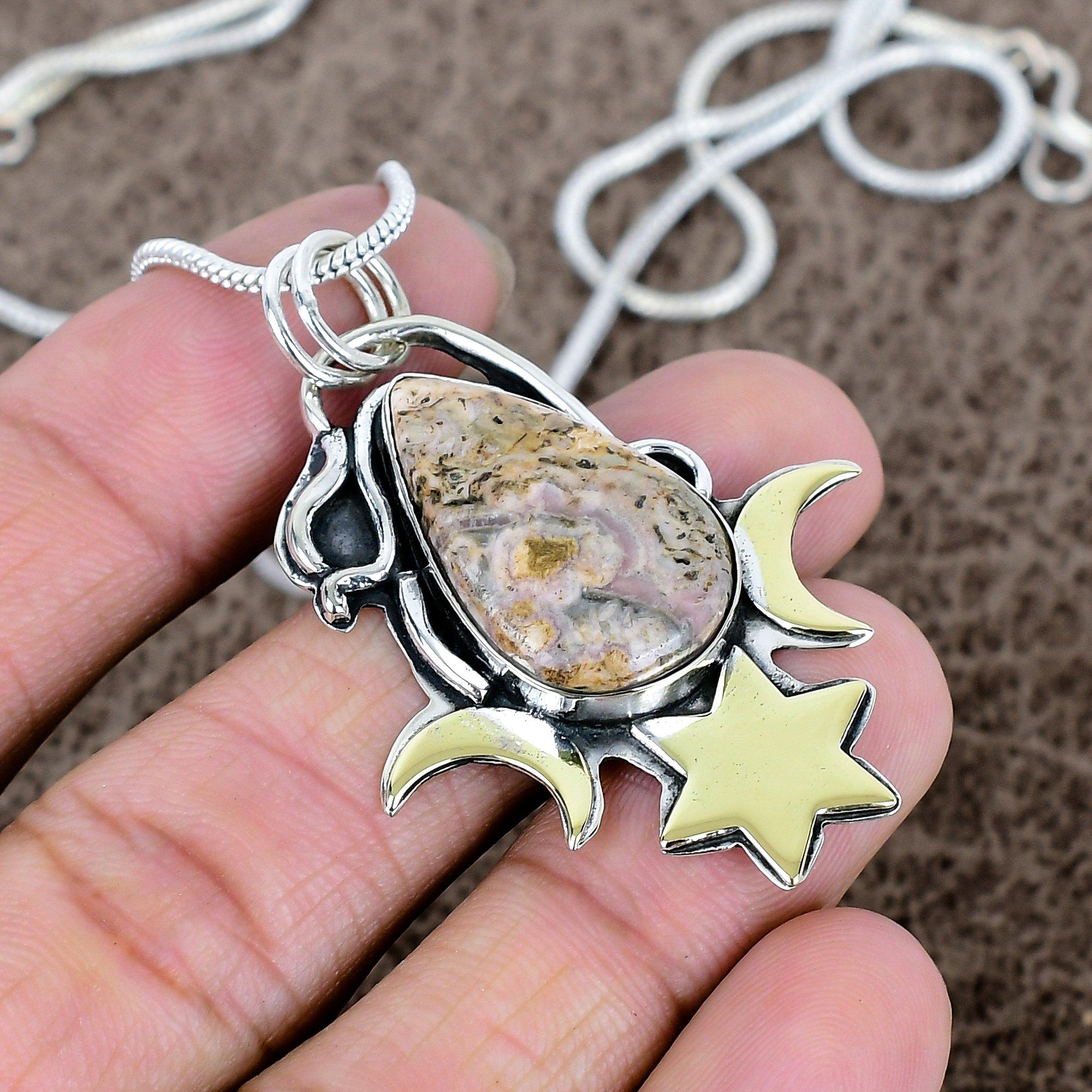 

Rhodochrosite Gemstone Handmade 925 Sterling Silver Jewelry Pendant 2.05 KKG-563