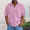 Men's Casual Short-Sleeve Shirt - Collared Button-Down Solid Color, Breathable & Versatile Stylish Top