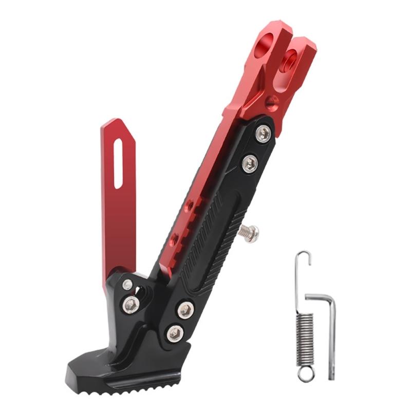 Motorcycle Extendable Stand Holder E-Bike Scooter Replacement Kickstand Adjustable Foot Side with Spring and Screws