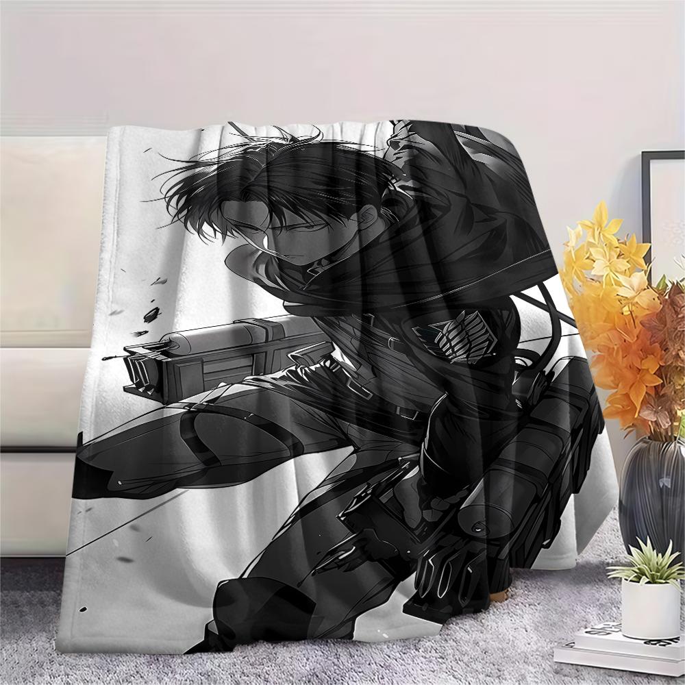 1PC Attack On Titan Print Flannel Blanket, High Quality All Seasons, Home Decor, Warmth and Comfort, Perfect for Christmas Gifts