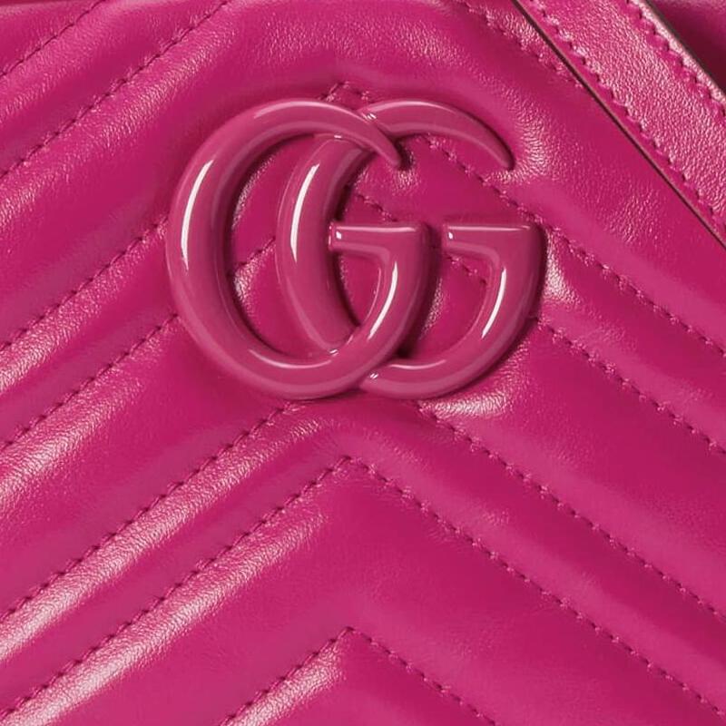 Gucci GG Marmont Letter Combination Chevron Leather Crossbody Shoulder Bag Small Women Bags Purple Red 447632-DAAAH-5518