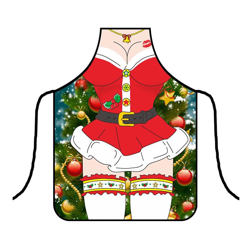 1PC Santa Claus Theme Baking Christmas Apron Home Cooks Apron for Cooking Funny Cartoon Printed Dress-Up & Role Play Unisex