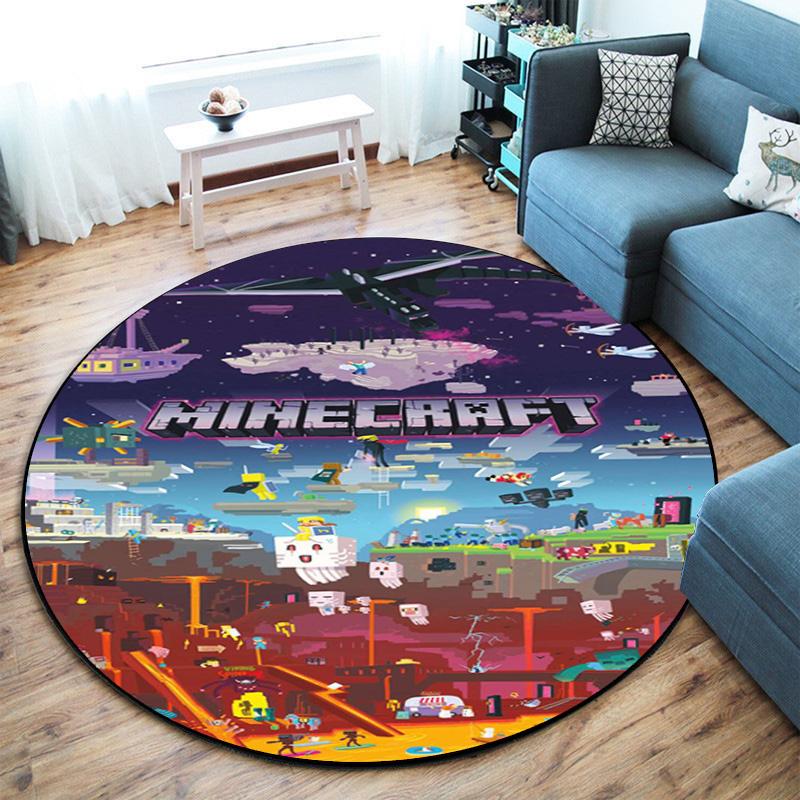 Sandbox Electronic Xbox Games Minecraft Circular Carpet Household Goods Decoration Anti Slip Home Table and Chair Mat Aisle Door Mat Carpet D11