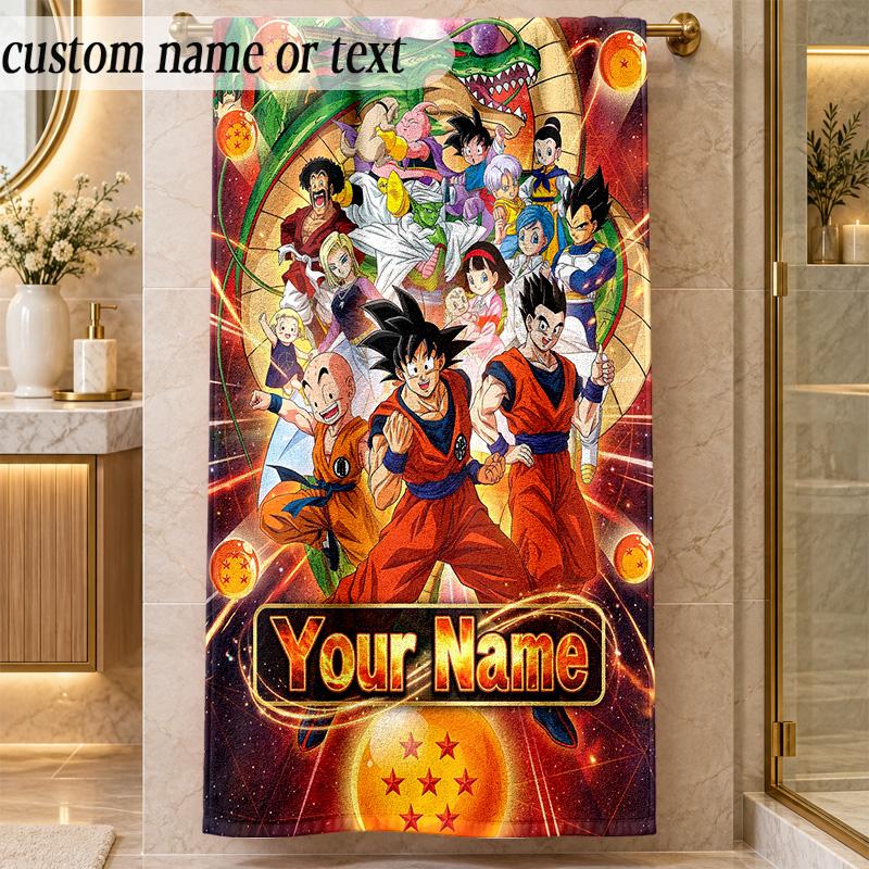 Beach TowelDragon Ball Custom Name Text Personalized Soft Towel for Beach Pool Indoor Home Decor Gift