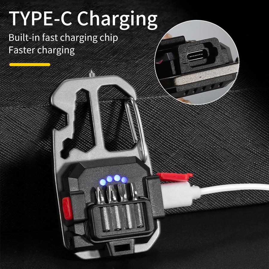 Mini Flashlight Keychain Light Rechargeable 500mAh Battery COB Work Light Multifunctional Toolbox Outdoor Portable Flashlight