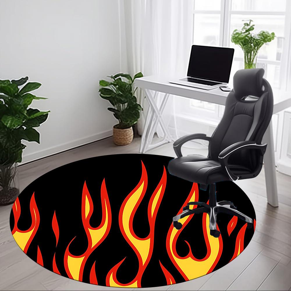 1pc Flame Art Office Round Area Rug, Mat Suitable For Office, Under Office Chairs Bedroom Living Room Home Decor, Room Deco