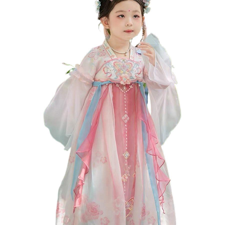 2026 Spring/Autumn Children's Hanfu: Fairy-Inspired Chang'e Ancient Style Dress for Little Girls