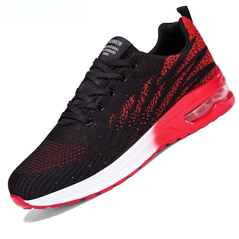 Plus Size 37-47 Sneakers Men Women Comfort Air-cushion Running Sports Shoes Breathable Knitted Trainers for Jogging Training