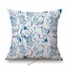 Toile De Jouy Jungle Animals Tiger Giraffe Tiger Crane Birds Navy Blue Greenish Pattern Decorative Pillow Case Car Cushion Cover