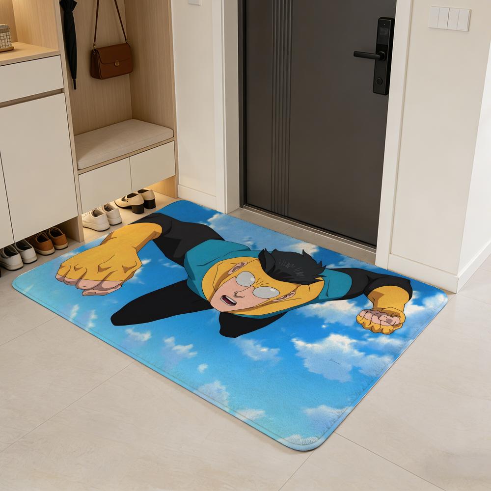 Tappetino da Pavimento Eroe Invincibile Anime Tappetino per Porta in Flanella Antiscivolo Assorbente Lavabile Tappeto da Interno per Casa