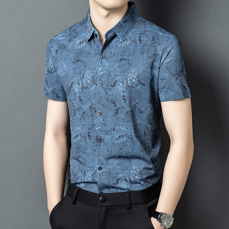 Summer Digital Printed Men s Short Sleeve Shirt Breathable Casual Fashion M