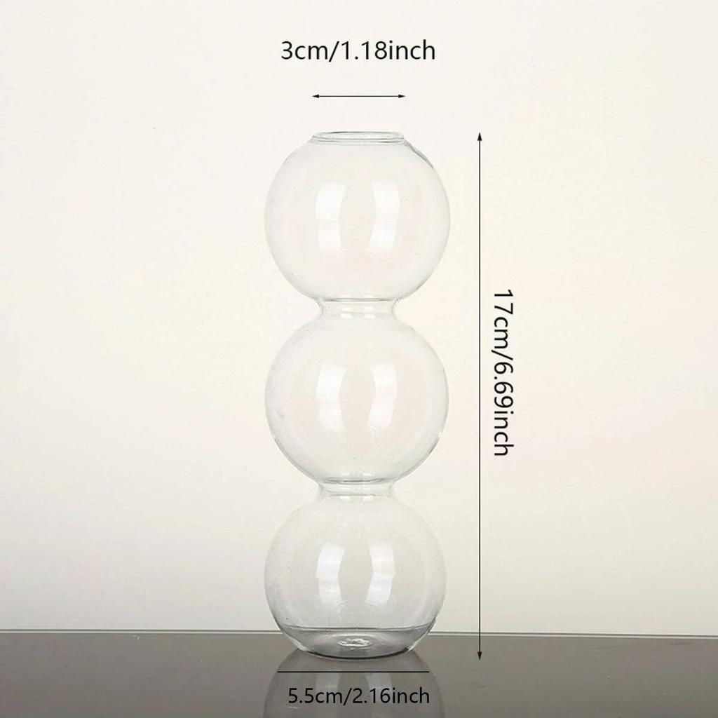 Severská skleněná bublinková váza - Čirý hydroponický květináč pro domácí stolní dekoraci, Roztomilý jednoduchý nápad na dárek a Dekorace pro aranžování květin