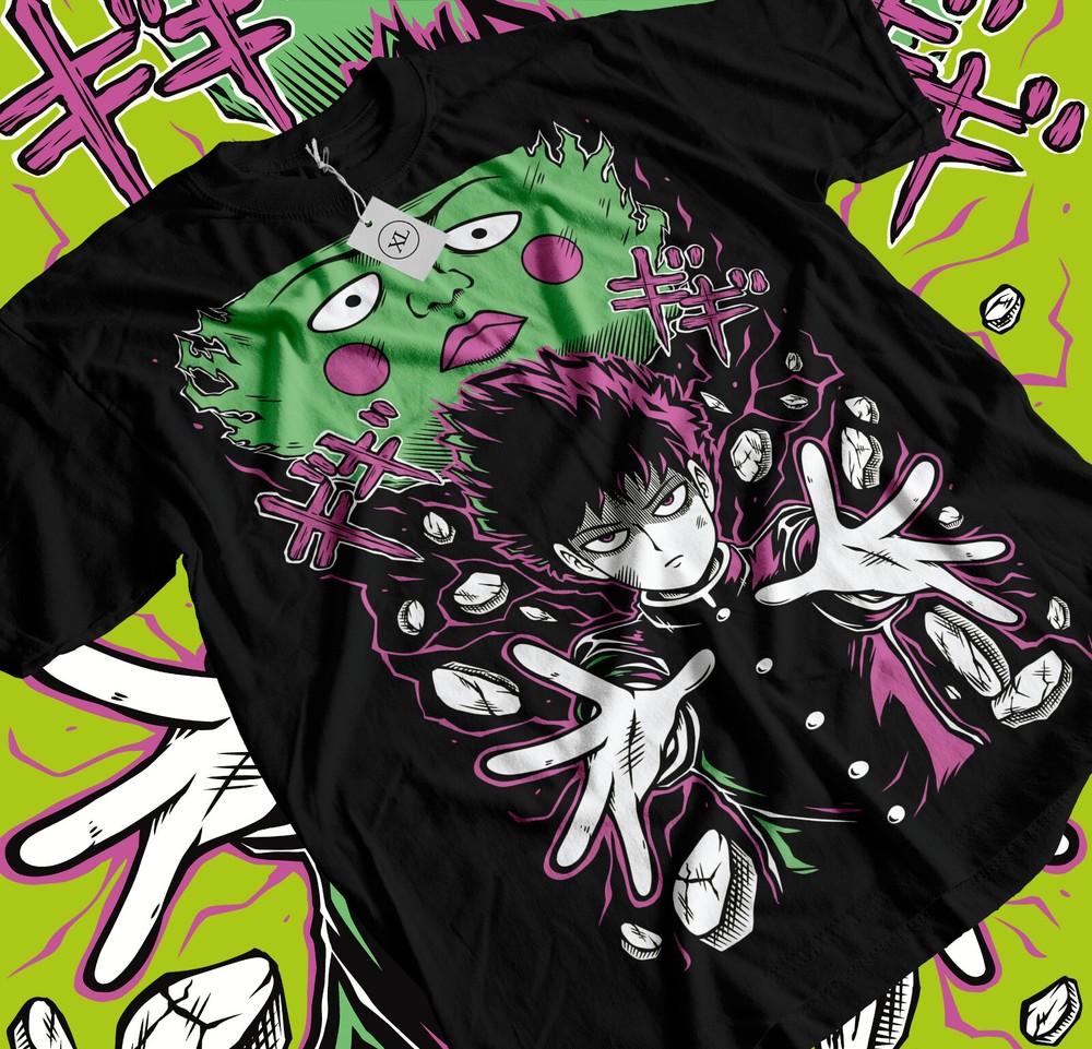 Футболка с принтом персонажей Mob Psycho 100 Аниме Манга Mob Psycho Димпл Футболка Тройник Все Размеры Унисекс Футболка M
