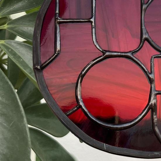 Round Sun Catcher Stained Glass Design Acrylic Suncatcher Weather Resistant Hanging Decoration for Indoor Outdoor Window Garden Home Interior Decor