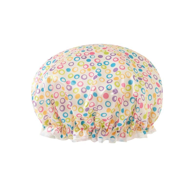 Double-Layer Shower Cap Waterproof Thickened Oil Fume Bath Hat Women Spa Hair Salon Shower Cap Bathroom Accessories