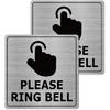 Please Ring Bell Signs 6 × 6 Inches Aluminum Self-Adhesive Waterproof Metal Signage Notice Doorbell Sign for Outdoor Wall Office Gate 2 Pack