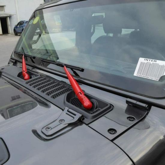 2X Red Front Window Windshield Wiper Decor Cover Trim for Jeep Wrangler JL 2018+