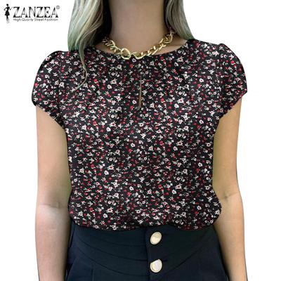 Lässige, kurzärmlige Sommerbluse für Damen mit Blumendruck
