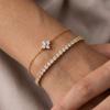 2pcs Cubic Zirconia Flower Water Chain Bracelet Set For Women Exquisite Crystal Zircon Flowers Bangle Party Daily Charm Jewelry