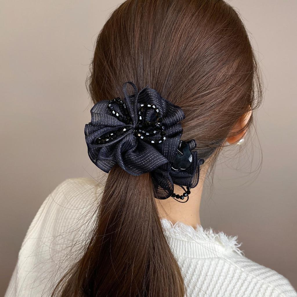 Korean Pleated Crystal Bun Clip for Women - Voluminous Updo Hair Accessory 2026