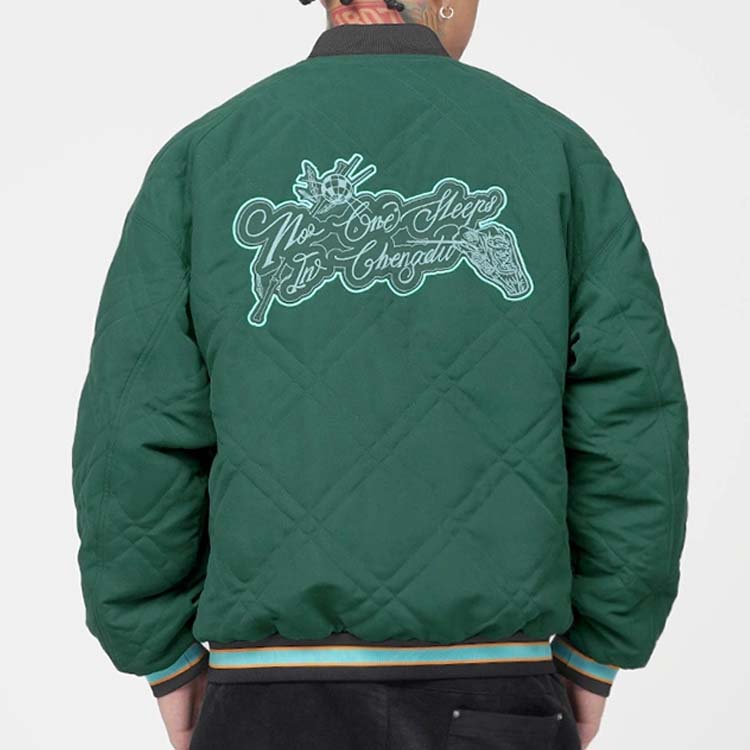 Li Ning Bad Five Sports Basketball Series Embroidered Baseball Cotton Jacket Men Jacket Dark-Green AJMR115-1