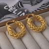 2026 European INS Style Chunky Woven Hoop Earrings - Vintage Braided O-Shape Gold Plated Ear Buckles for Women Niche Design Jewelry