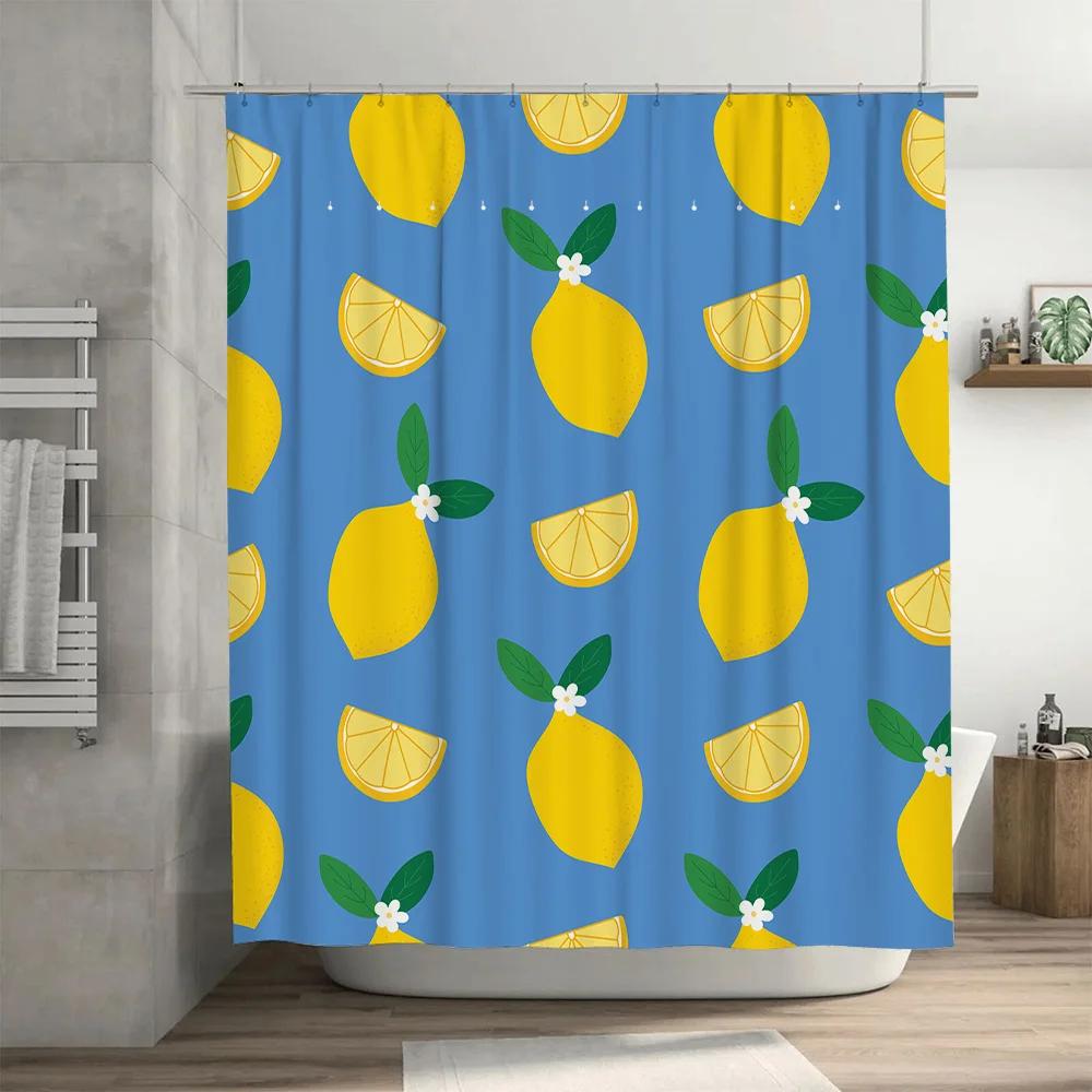 Zasłona Prysznicowa Cytrynowa Wystrój Domu Wodoodporna Tkanina Rozmiar na Zamówienie Druk Akcesoria Łazienkowe
