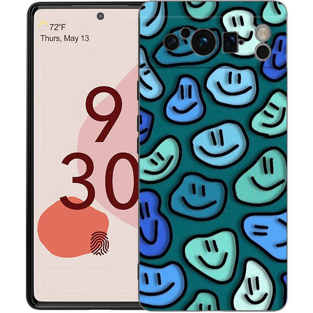 Mode Einfaches Lächeln Gesicht Paar Handyhülle Cover für Google Pixel 8 7 6 7A 6A Pro 5G Stoßfest Silikon 9 Pro XL 8 Pro 5G Hülle